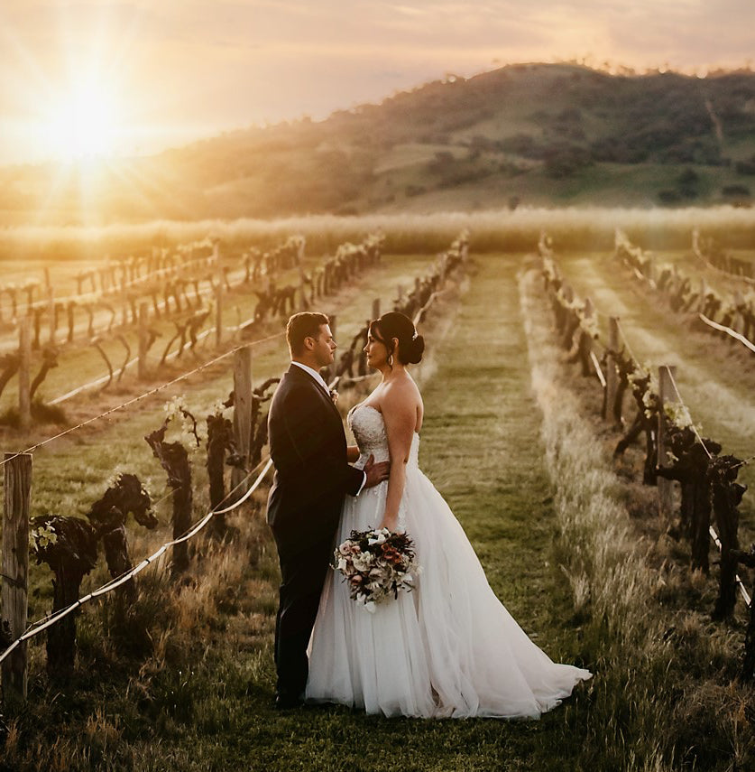 Wedding amongst the vines at Burnbrae wines Mudgee. Wedding bouquet and florals by Mudgee monkey wedding and event florist
