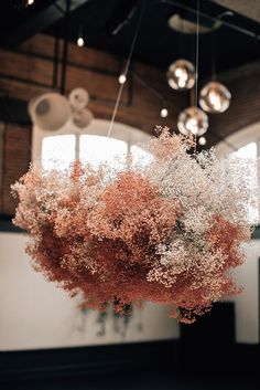 mudgee wedding florist babies breath and disco balls hanging for mudgee wedding reception