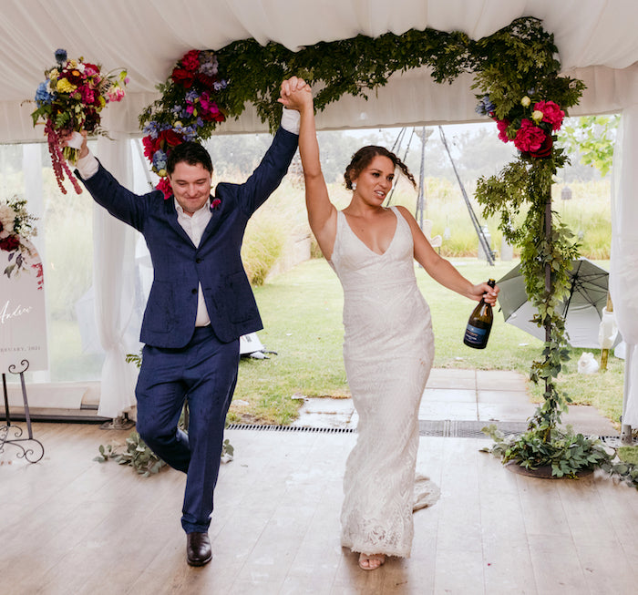 hands up the best bright colourful mudgee monkey wedding at the vinegrove mudgee wedding venue
