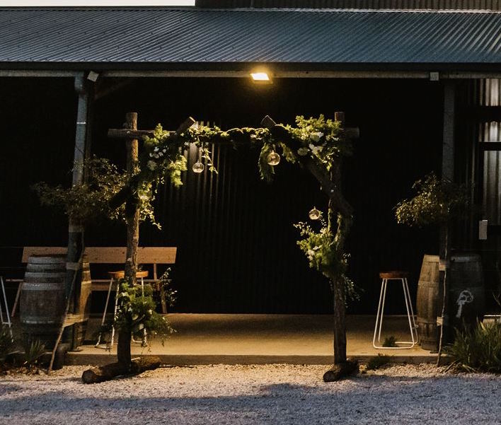 fairy arbour by mudgee monkey florist with candles at night