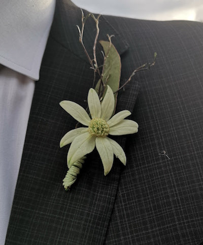flanel flower for the groom mudgee wedding florist