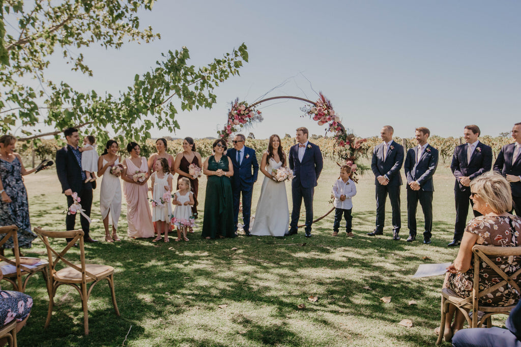 wedding arbour with flowers mudgee monkey florist. The vinegrove mudgee wedding venue circle arbour