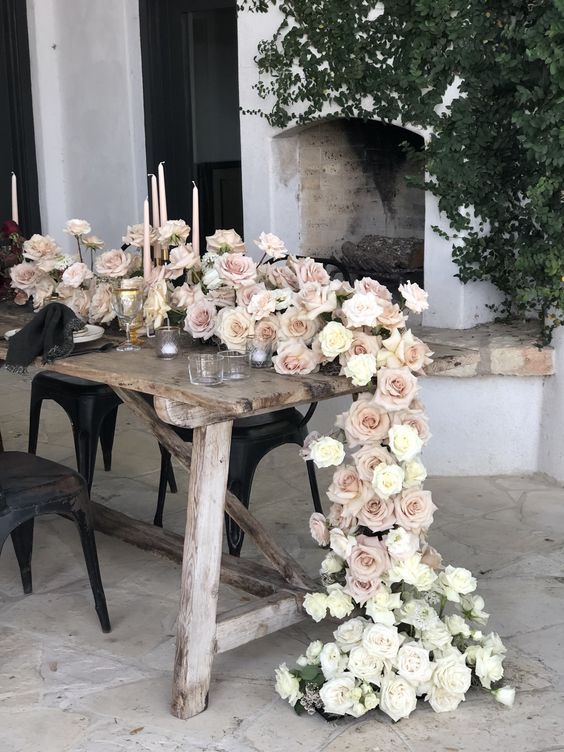 mudgee wedding table garland local mudgee roses and wildflower