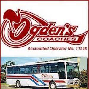 Odgens coaches mudgee for wedding guest transport - shows logo and a large bus